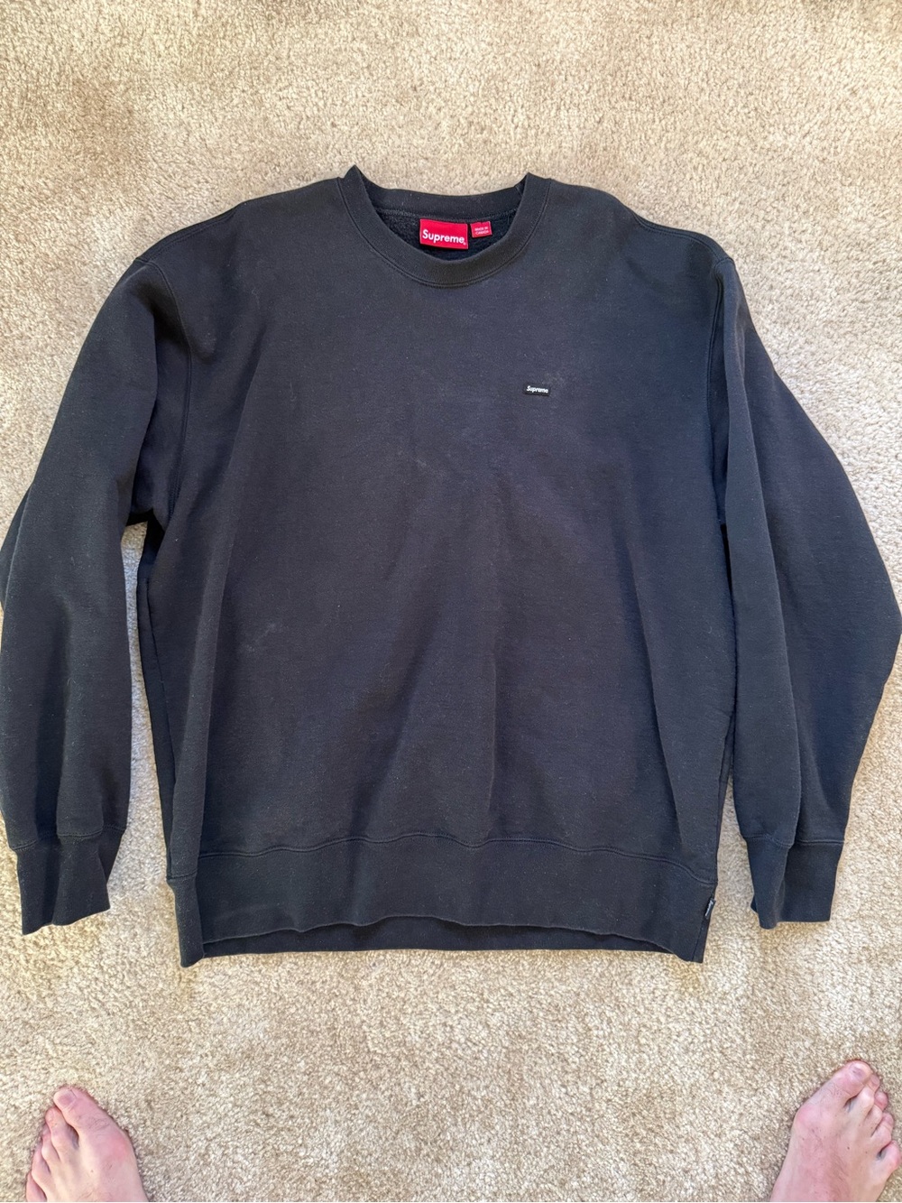 Supreme Black Crewneck Sweatshirt with Small Chest Logo